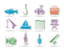 Fishing and holiday icons - vector icon set