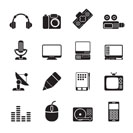 Silhouette Media equipment icons - vector icon set