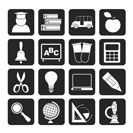 Silhouette education and school icons - vector icon set