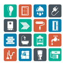 Silhouette Construction and home renovation icons - vector icon set
